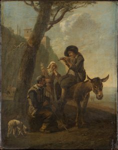Römische Hirtenfamilie, die unter einem Baum ruht von Johannes Lingelbach