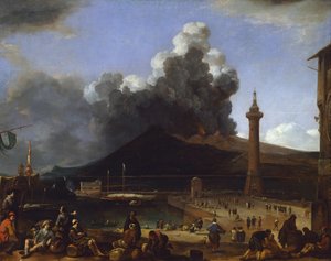 Der Hafen von Neapel mit ausbrechendem Vesuv, von Johannes Lingelbach von Johannes Lingelbach