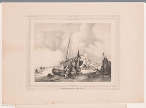 Holländische Küste mit Booten und Menschen von Johannes Lodewijk Riedel