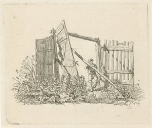 Zwei Figuren an einem offenen Tor von Johannes Mock