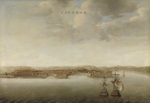 Ansicht von Cannanore an der Malabarküste in Indien von Johannes Vinckboons (attributed to)