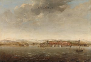 Ansicht von Cochin an der Malabarküste in Indien von Johannes Vinckboons (attributed to)