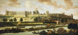 Ansicht von Windsor Castle und das gesamte Panorama um das Gebäude, mit Beschreibung des Parks und der Aktivitäten auf dem Fluss, eine Vielzahl von Booten, von Fischerbooten bis zu königlichen Schiffen