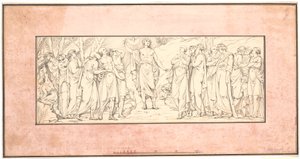 Die Bergpredigt. Entwurf für ein verlorenes Relief für die Marmorkirche (Giebel über den Eckfenstern)