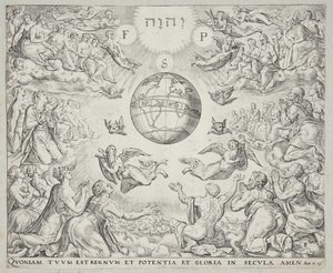 Anbetung der Dreifaltigkeit im Himmel von Johannes Wierix