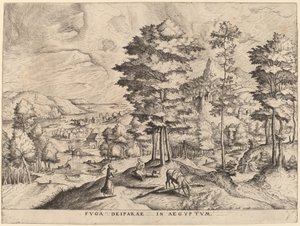 Die Flucht nach Ägypten von Johannes and Lucas van Doetechum after Pieter Bruegel the Elder