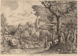 Pagus Nemorosus (Waldiges Dorf) von Johannes and Lucas van Doetechum after Pieter Bruegel the Elder