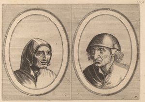 Rijckje Schimmel-penninghs und Lubbert Leever-worst von Johannes and Lucas van Doetechum after Pieter Bruegel the Elder