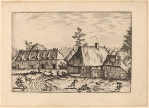 Bauernhof und Häuserreihe
