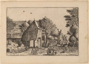 Dorfstraße mit Ziehbrunnen von Johannes van Doetechum, the Elder and Lucas