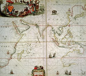 Karte von Afrika, Indien, Indischer Ozean und Ostindien