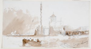 Bergen Norwegen Bleistift Und Aquarell Auf Papier