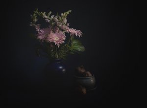 Dunkles Blumenstillleben