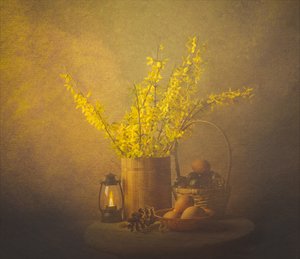 Goldenes Frühlings-Stillleben
