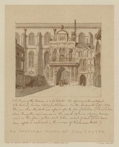 Südansicht des Eingangs zur Guildhall, City of London (Lithografie)
