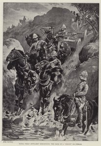 Natal Feldartillerie steigt den Ufer eines "Spruit" oder Baches hinab von John (after) Charlton