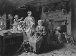 Illustration zu Des Landmanns Samstagabend von Robert Burns, Verse IV und V (Gravur) von John (after) Faed