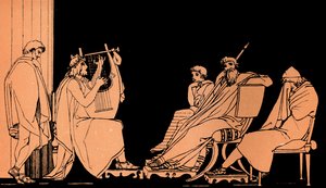 Odysseus weint beim Lied des Demodokos, Homers Odyssee, nach Flaxman von John (after) Flaxman