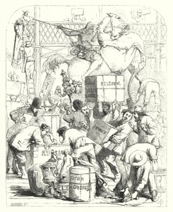 Ankunft von Waren zur Ausstellung auf der Großen Ausstellung von 1851, Crystal Palace, Hyde Park, London von John (after) Gilbert