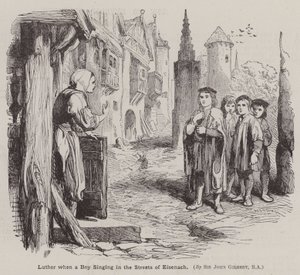 Martin Luther als Junge singt auf den Straßen von Eisenach von John (after) Gilbert
