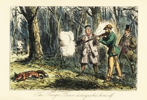 Deutscher Aristokrat tötet versehentlich einen Fuchs bei einer Jagdgesellschaft von John (after) Leech