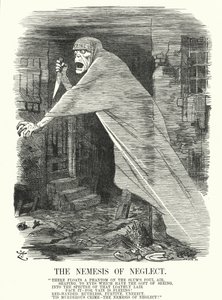 Karikatur: Die Nemesis der Vernachlässigung - Armut und Kriminalität in London zur Zeit der Jack the Ripper-Morde (Gravur) von John (after) Tenniel