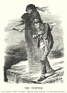 Karikatur: Der Versucher - Versuchung des Anarchismus für die Arbeitslosen (Gravur) von John (after) Tenniel