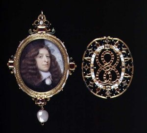 Miniatur eines unbekannten Mannes, in einem goldenen und juwelenbesetzten Rahmen und Deckel, ca. 1660