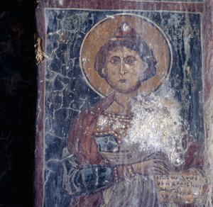 Figur eines Heiligen, Fresko in der Kirche in Kandanos, Kreta, Griechenland von Walter Charles Mills