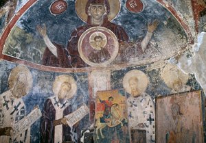 Fresken in der byzantinischen Kirche Agios Georgios, Vathi, Kreta, Griechenland von Walter Charles Mills
