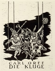 Deutschland, Diessen am Ammersee, Plakat für die Premiere von Die Kluge von Carl Orff in Frankfurt von Walter Charles Mills