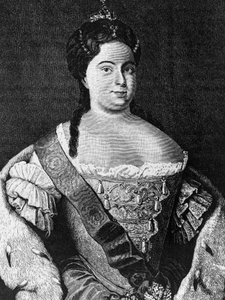 Porträt von Katharina I (1684-1727), zweite Frau von Peter dem Großen und Kaiserin von Russland von 1725 bis zu ihrem Tod, Gravur