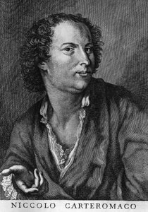 Porträt von Niccolo Forteguerri, auch bekannt als Niccolo Carteromaco (1674-1735), italienischer Dichter, Gravur von Walter Charles Mills