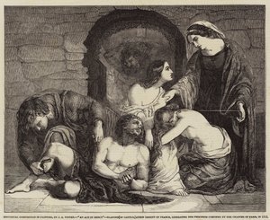 Historische Komposition in der Malerei, Ein Akt der Barmherzigkeit, Blanche von Kastilien, Königin-Regentin von Frankreich, befreit die Gefangenen, die vom Kapitel von Paris eingesperrt wurden, 1512 von John Alfred Vintner