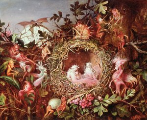 Feen in einem Vogelnest von John Anster Fitzgerald