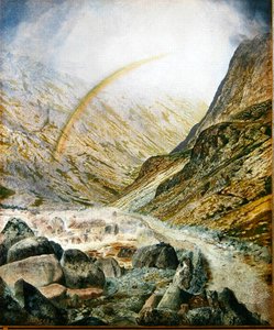 Eine Bergstraße, Flutzeit (Honsiter Serie Nr.3) 1868 von John Atkinson Grimshaw