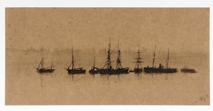 Boote vor Anker in einer Mündung von John Atkinson Grimshaw