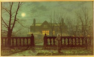 Dame in einem Garten bei Mondschein, 1892 von John Atkinson Grimshaw