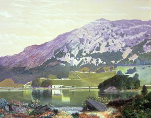 Nab Scar von der Südseite des Rydal Water - Heide in Blüte, September 1864 von John Atkinson Grimshaw