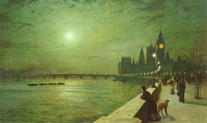 Reflexionen über die Themse, Westminster von John Atkinson Grimshaw
