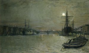 Der Pool und die London Bridge bei Nacht, 1884 von John Atkinson Grimshaw