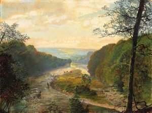 Das Wharfe-Tal mit Barden Tower im Hintergrund, 1870er von John Atkinson Grimshaw