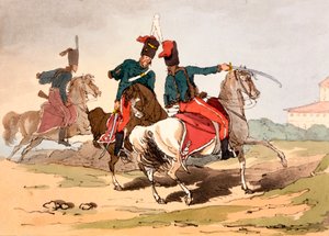Husaren in ungarischen Uniformen, Illustration aus 