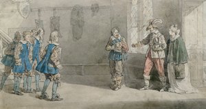 Petruchio, Katarina und Diener in einer Szene aus 