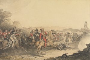Der Marquis von Anglesea verwundet, während er am Ende der Schlacht von Waterloo eine schwere Kavallerie anführt von John Augustus Atkinson