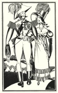 Illustration für Don Juan von Lord Byron: Medaillen, Rang, Bänder, Spitze, Stickerei, Scharlach von John Austen