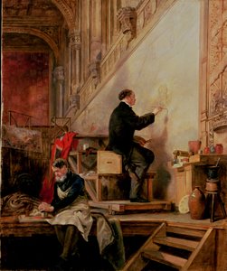 Daniel Maclise (1806-70) malt sein Wandgemälde 