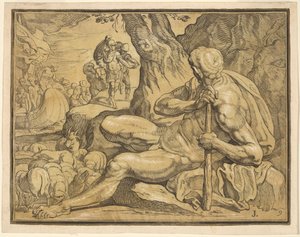 Odysseus und Polyphem von John Baptist Jackson, after Francesco Primaticcio