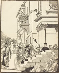 Darstellung der Jungfrau im Tempel (Mittelplatte) von John Baptist Jackson after Titian