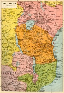 Karte von Ostafrika, Erster Weltkrieg, ca. 1920